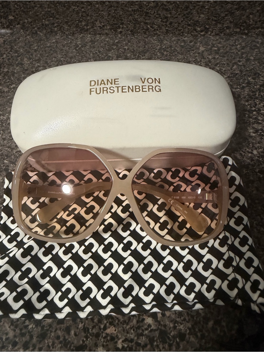 Diane Von Furstenberg Blush Pink Oversized Sunglasses